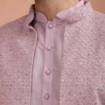 Men Pink Printed Kurta Indowestern Sherwani Trouser Set